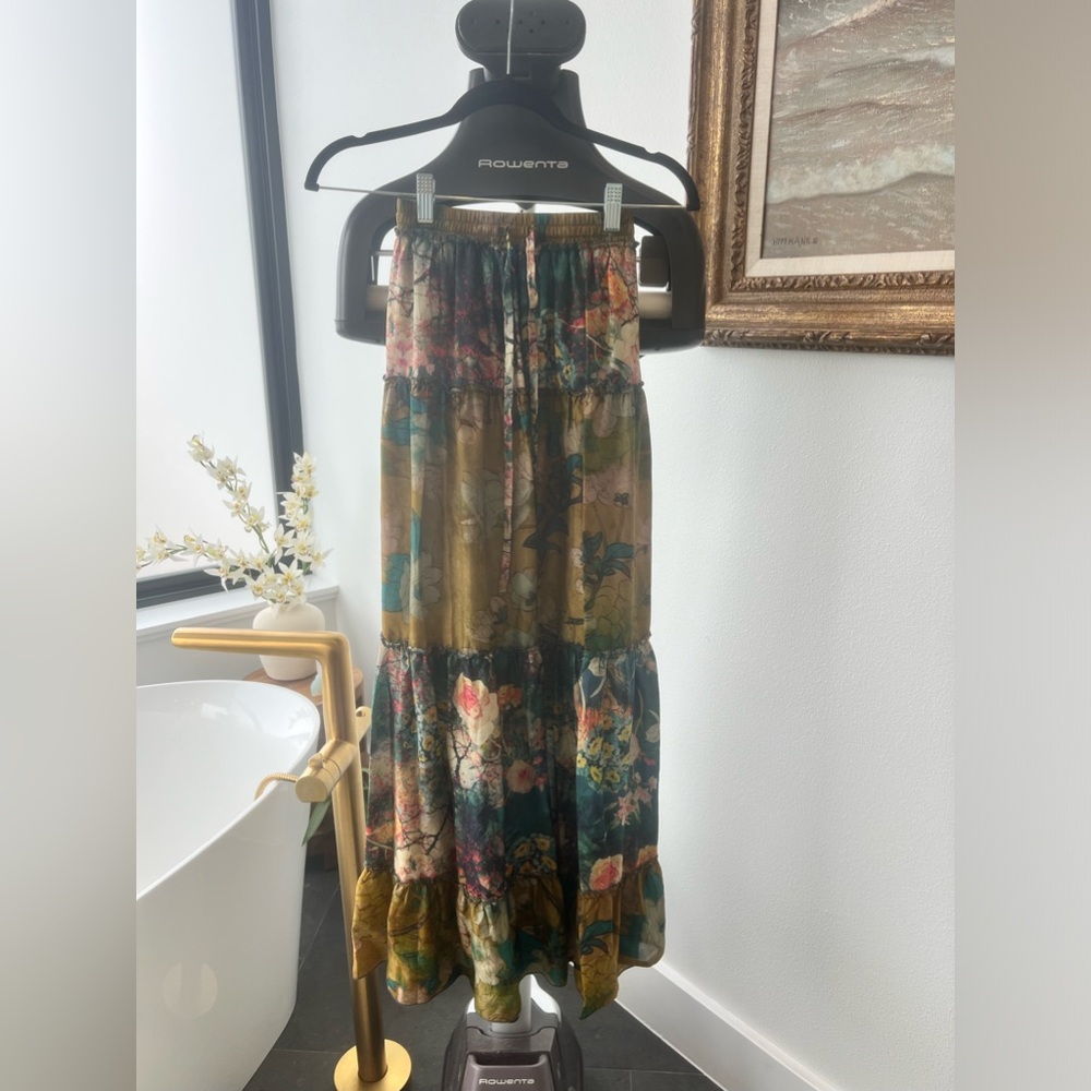Johnny Was flowy printed skirt with drawstring